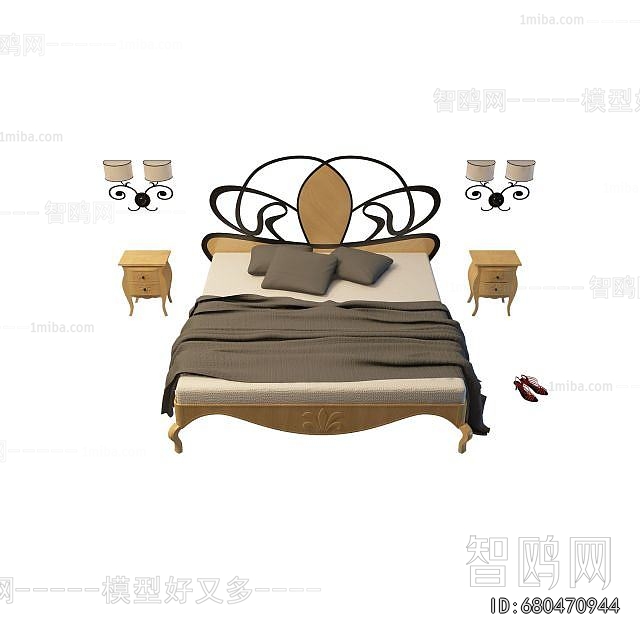 Simple European Style Double Bed