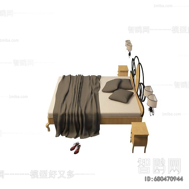 Simple European Style Double Bed