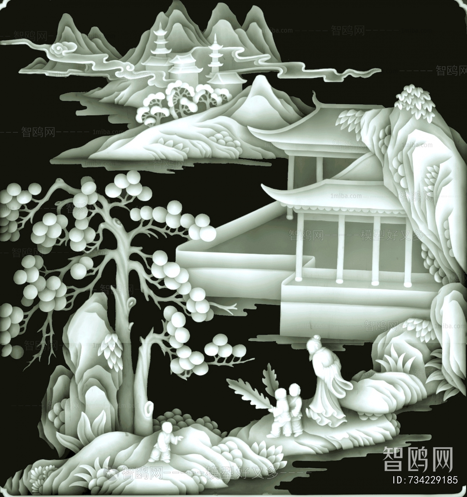 黑白灰度凹凸图