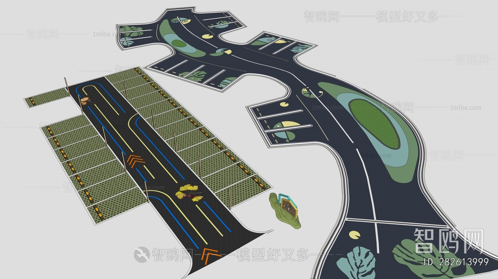 现代机动车户外停车场组合