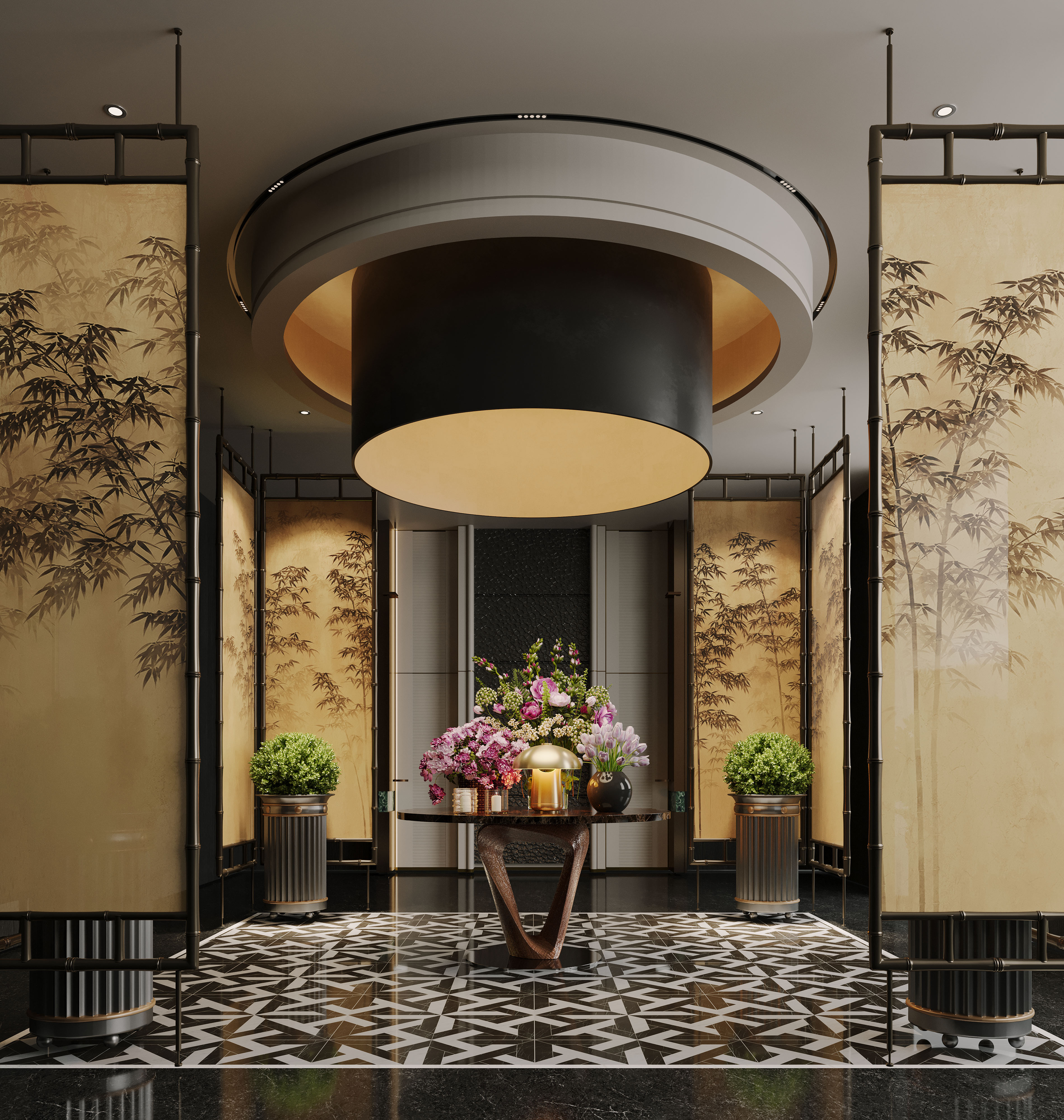 现代酒店大厅su模型下载