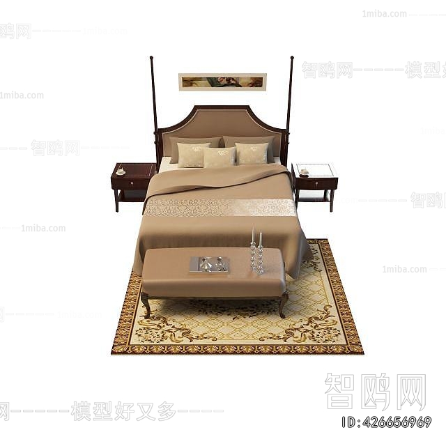 Simple European Style Double Bed