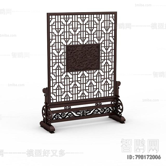 Chinese Style Wooden Screen Partition