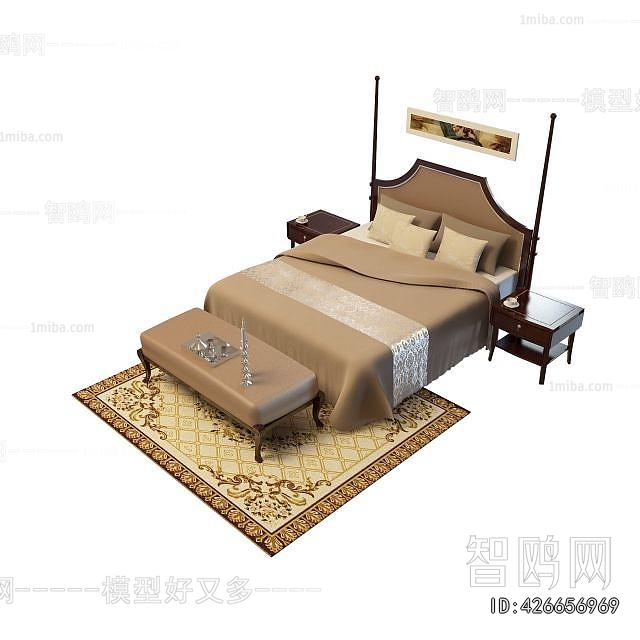 Simple European Style Double Bed