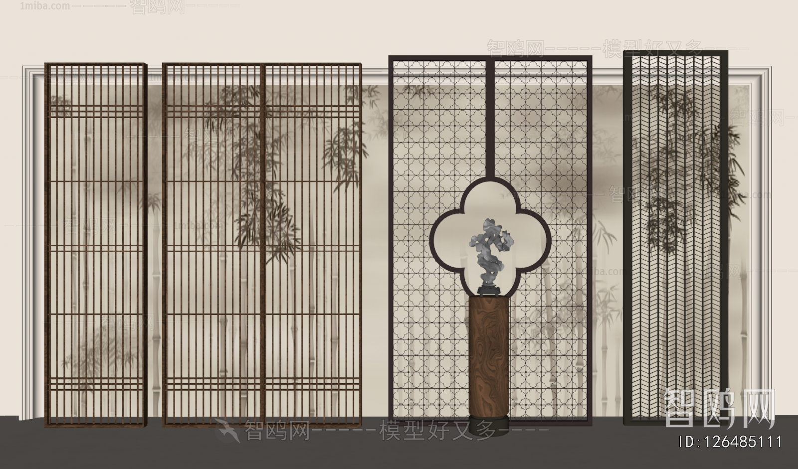 New Chinese Style Wooden Screen Partition