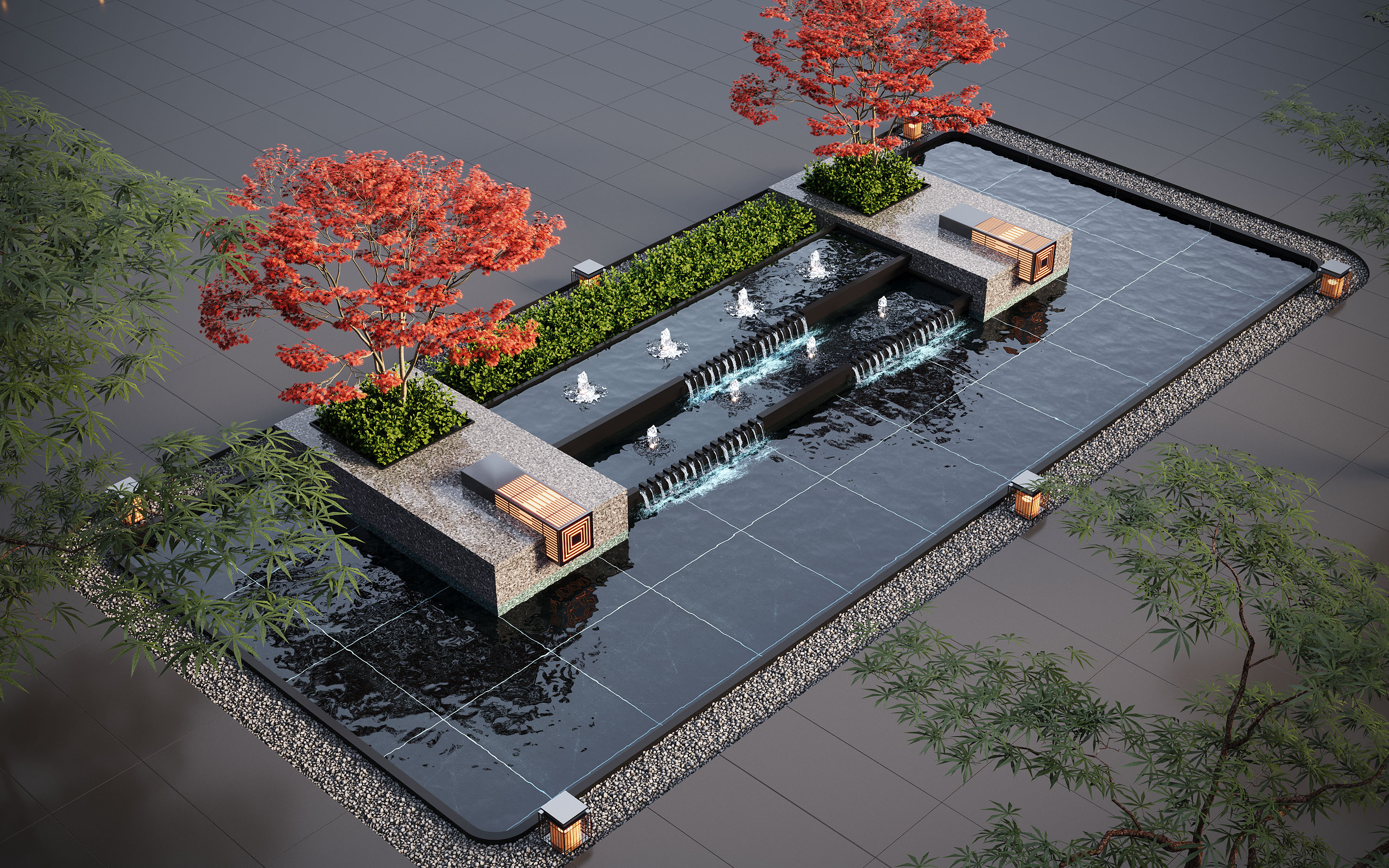 现代庭院水钵叠水景观-2484487