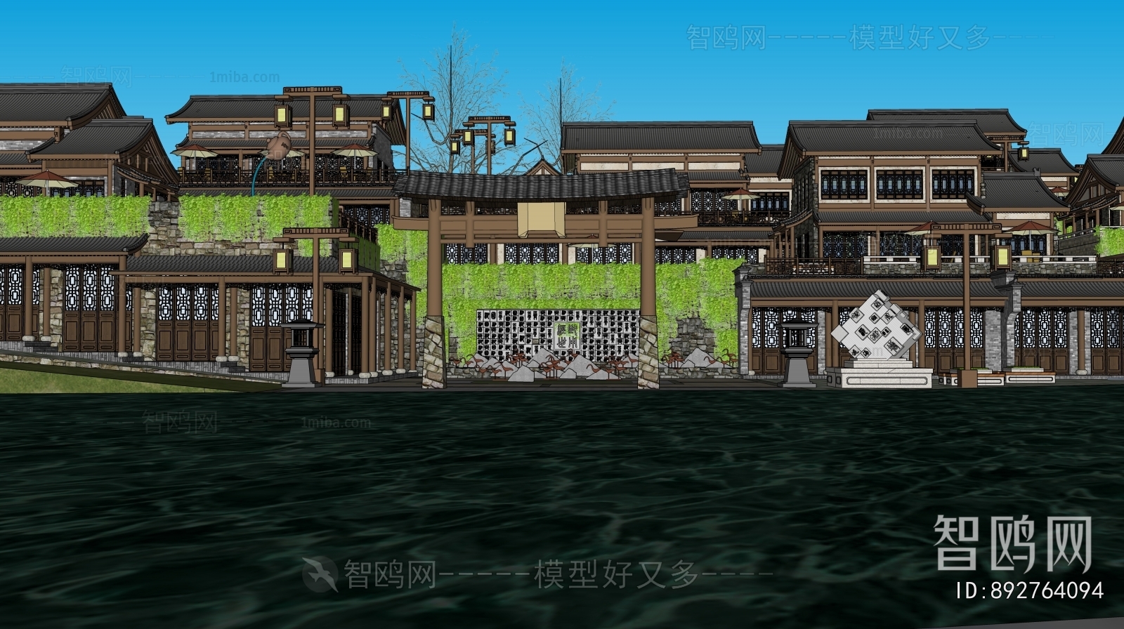 New Chinese Style Appearance Of Commercial Building