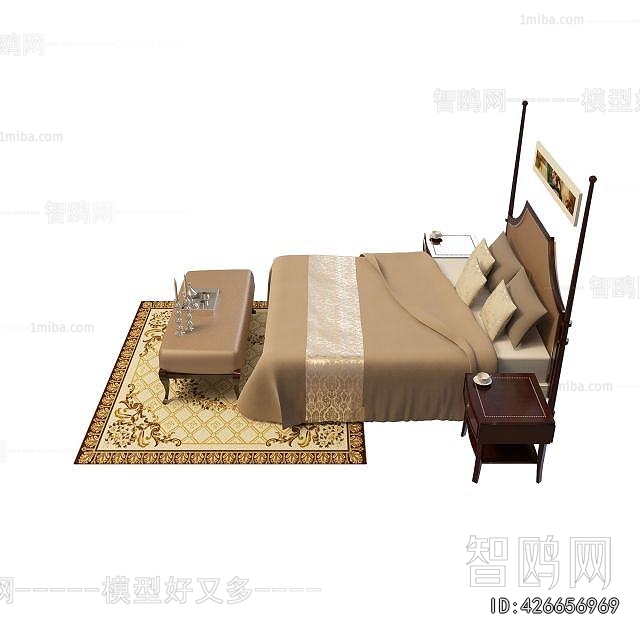 Simple European Style Double Bed
