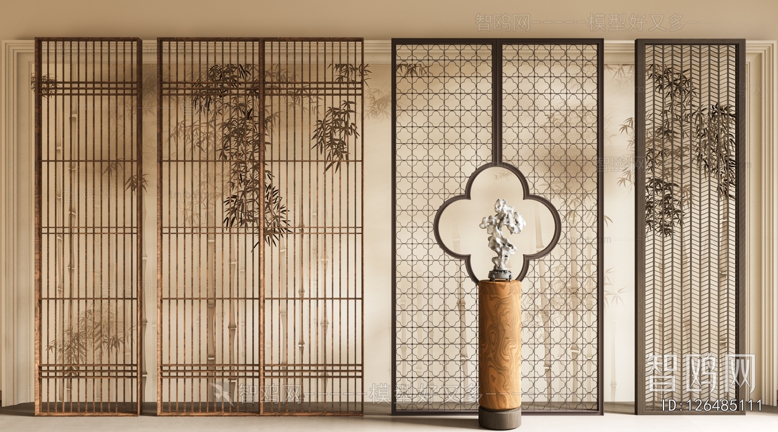 New Chinese Style Wooden Screen Partition