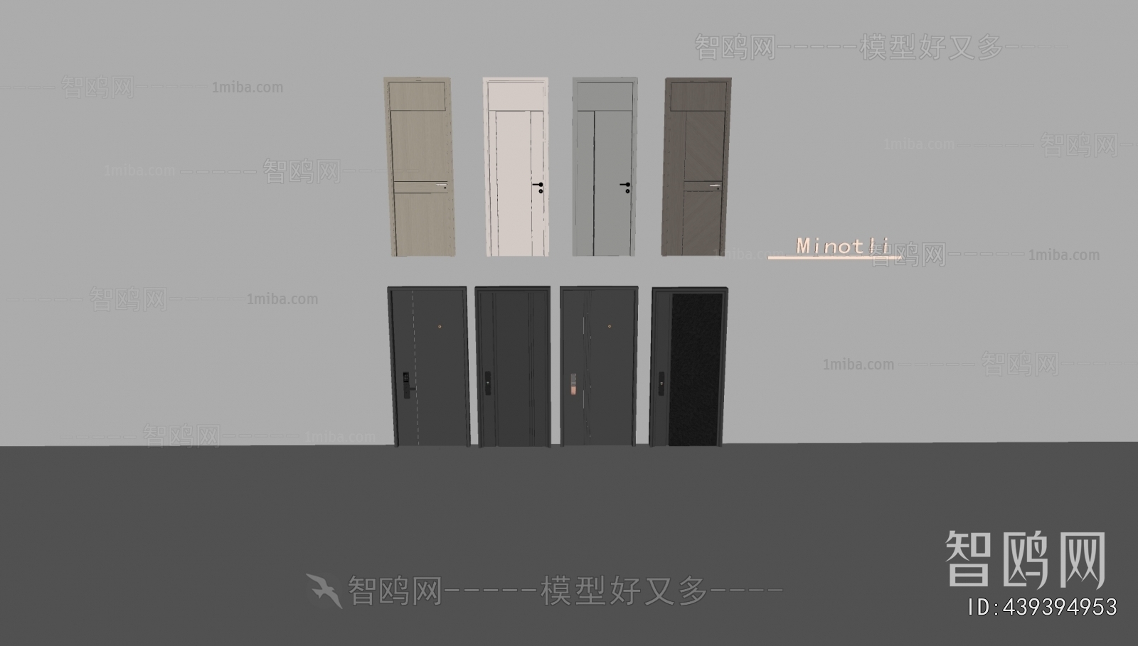 现代单开门入户门组合