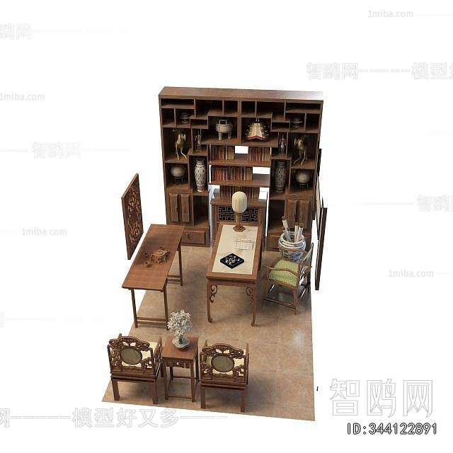 Chinese Style Computer Desk And Chair