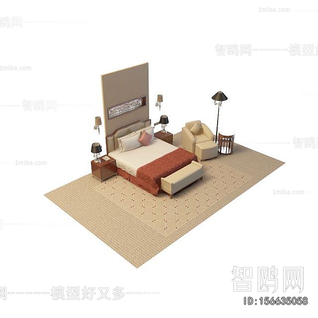 New Chinese Style Double Bed
