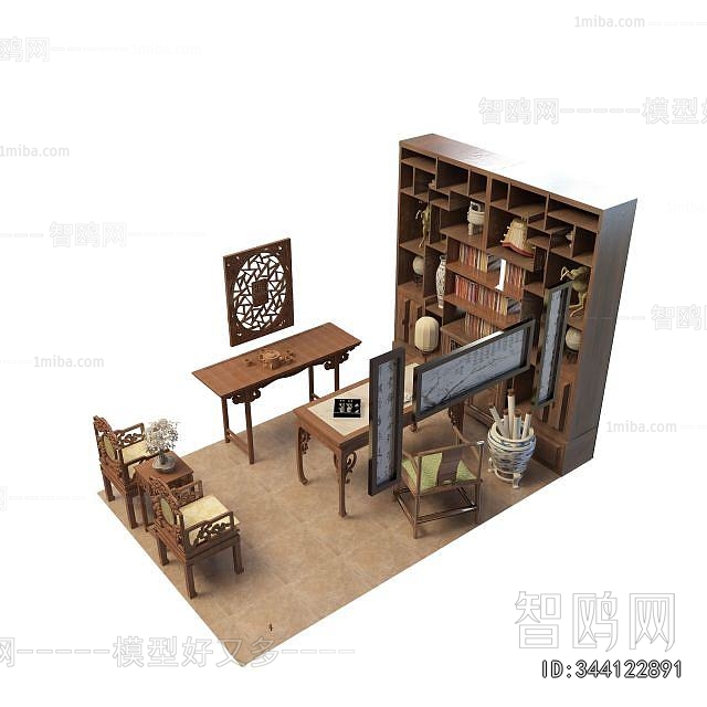 Chinese Style Computer Desk And Chair