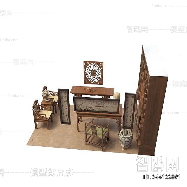 Chinese Style Computer Desk And Chair