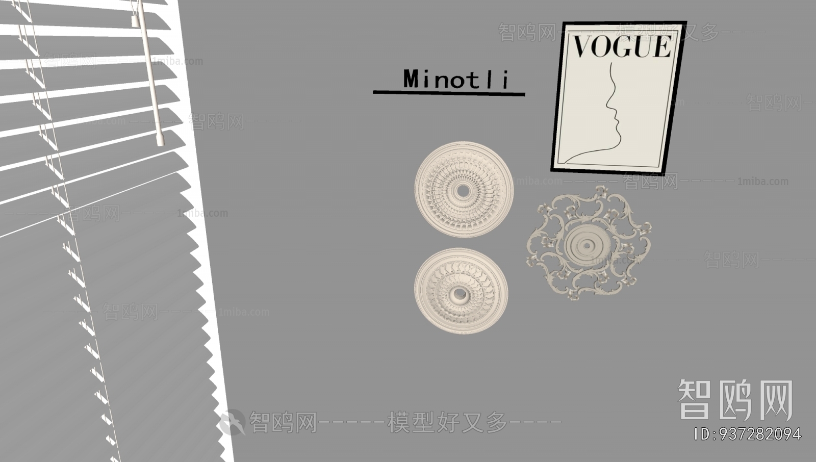 French Style Plaster Carved Top Plate