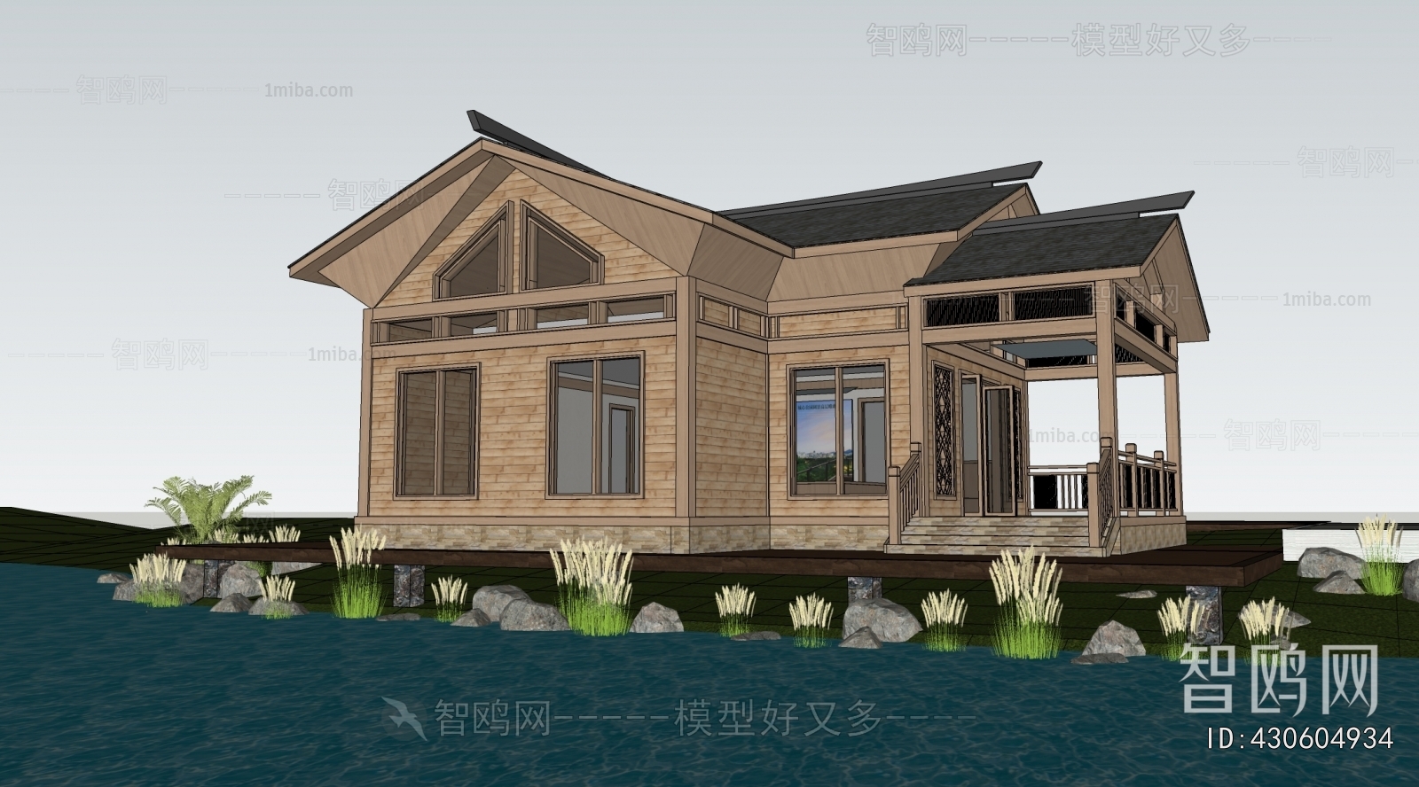 新中式木屋民宿建筑