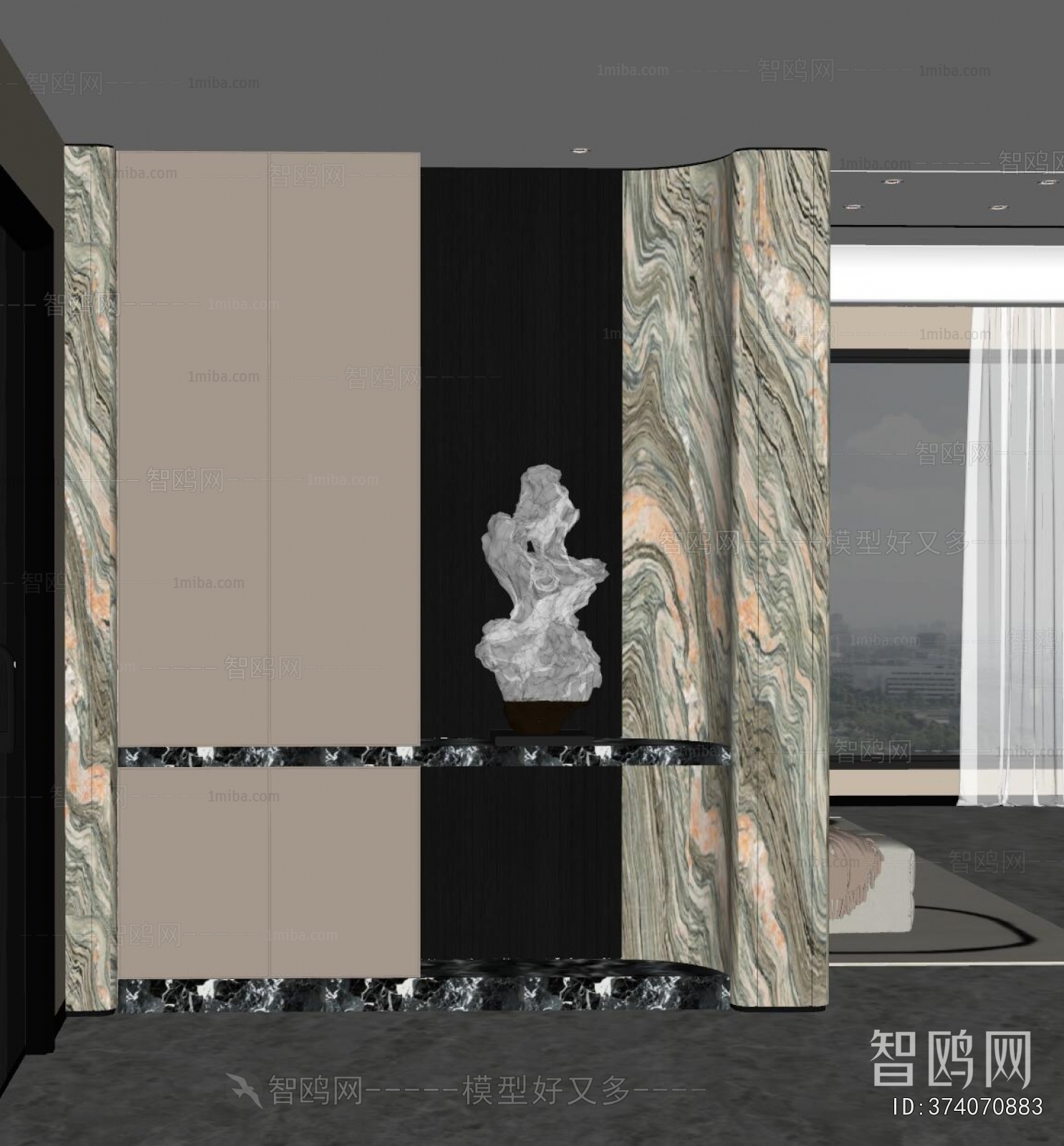 现代入户玄关装饰隔断柜