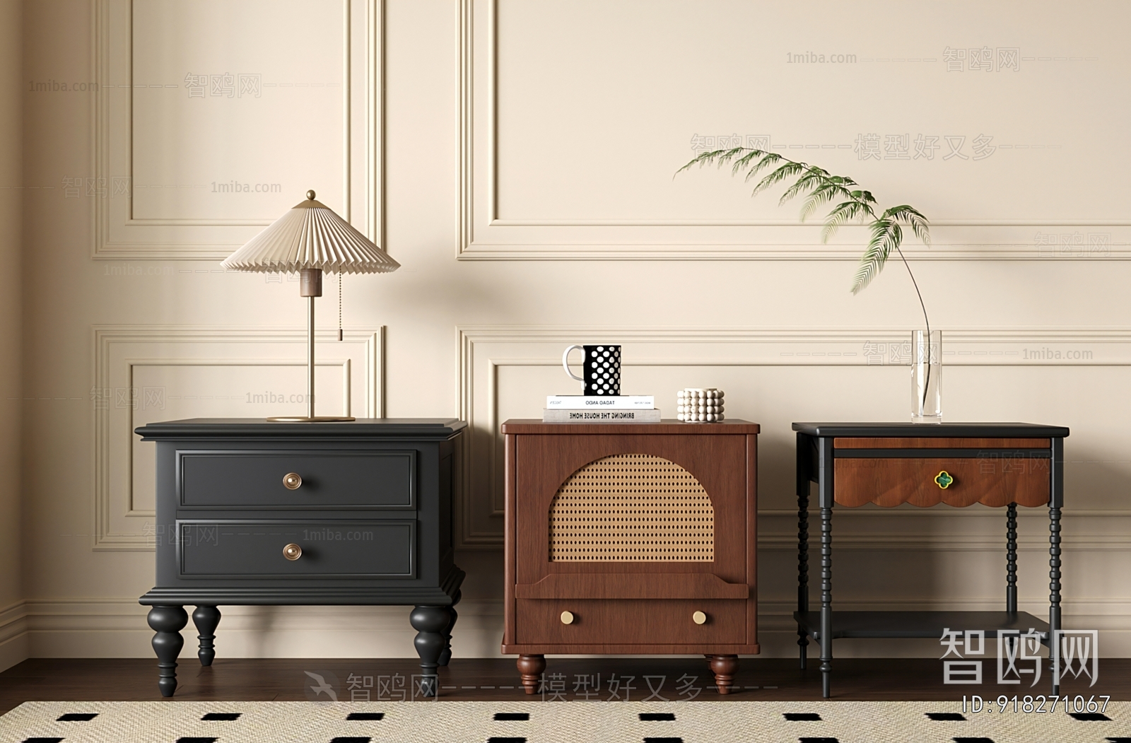 French Style Bedside Cupboard