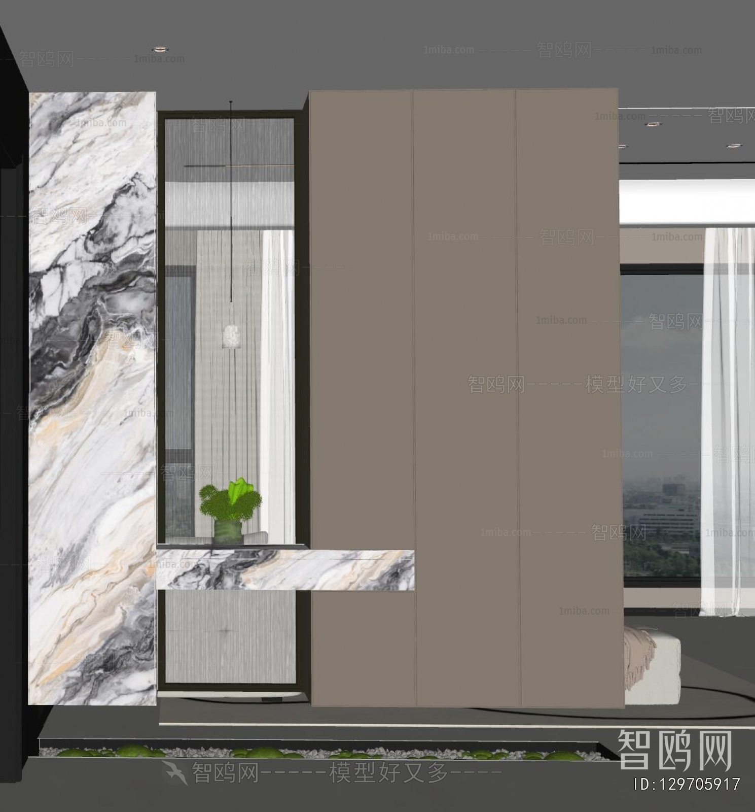 现代入户透光玄关装饰隔断