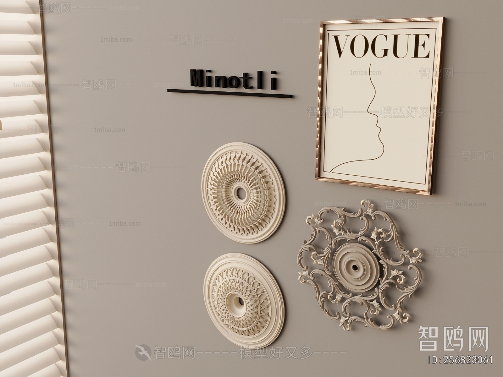 European Style Plaster Carved Top Plate