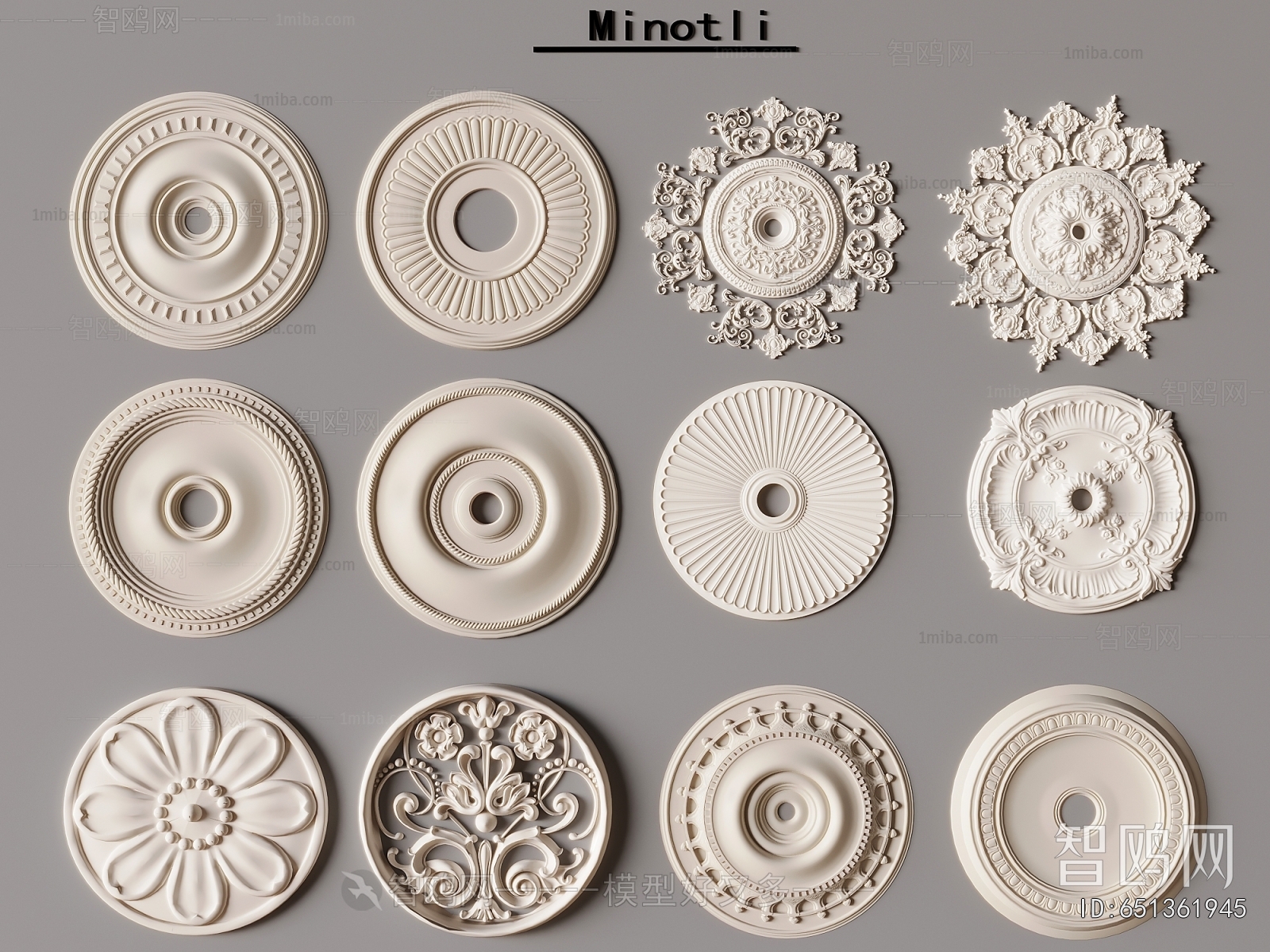 European Style Plaster Carved Top Plate