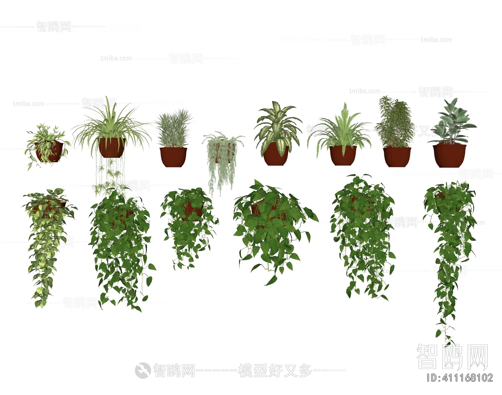 Modern Potted Green Plant