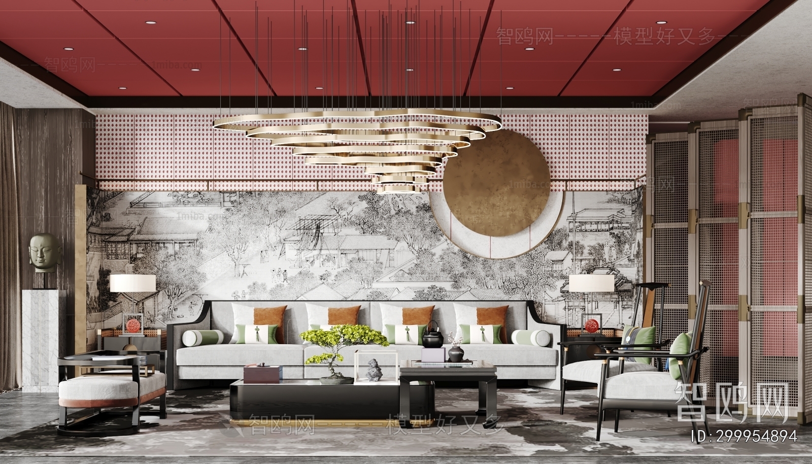 New Chinese Style A Living Room