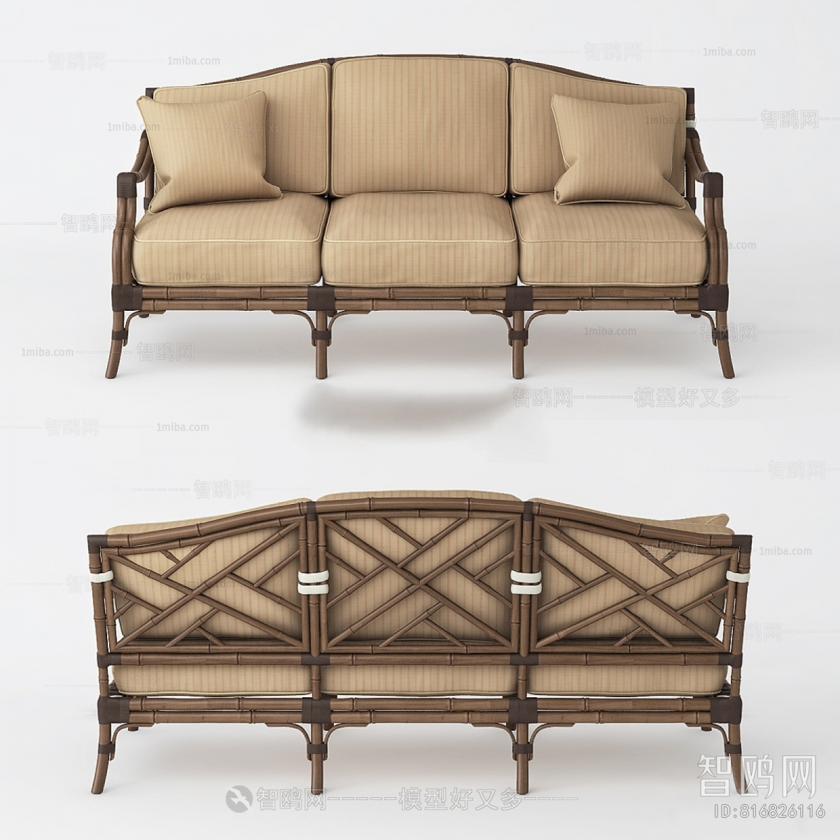 Southeast Asian Style Three-seat Sofa