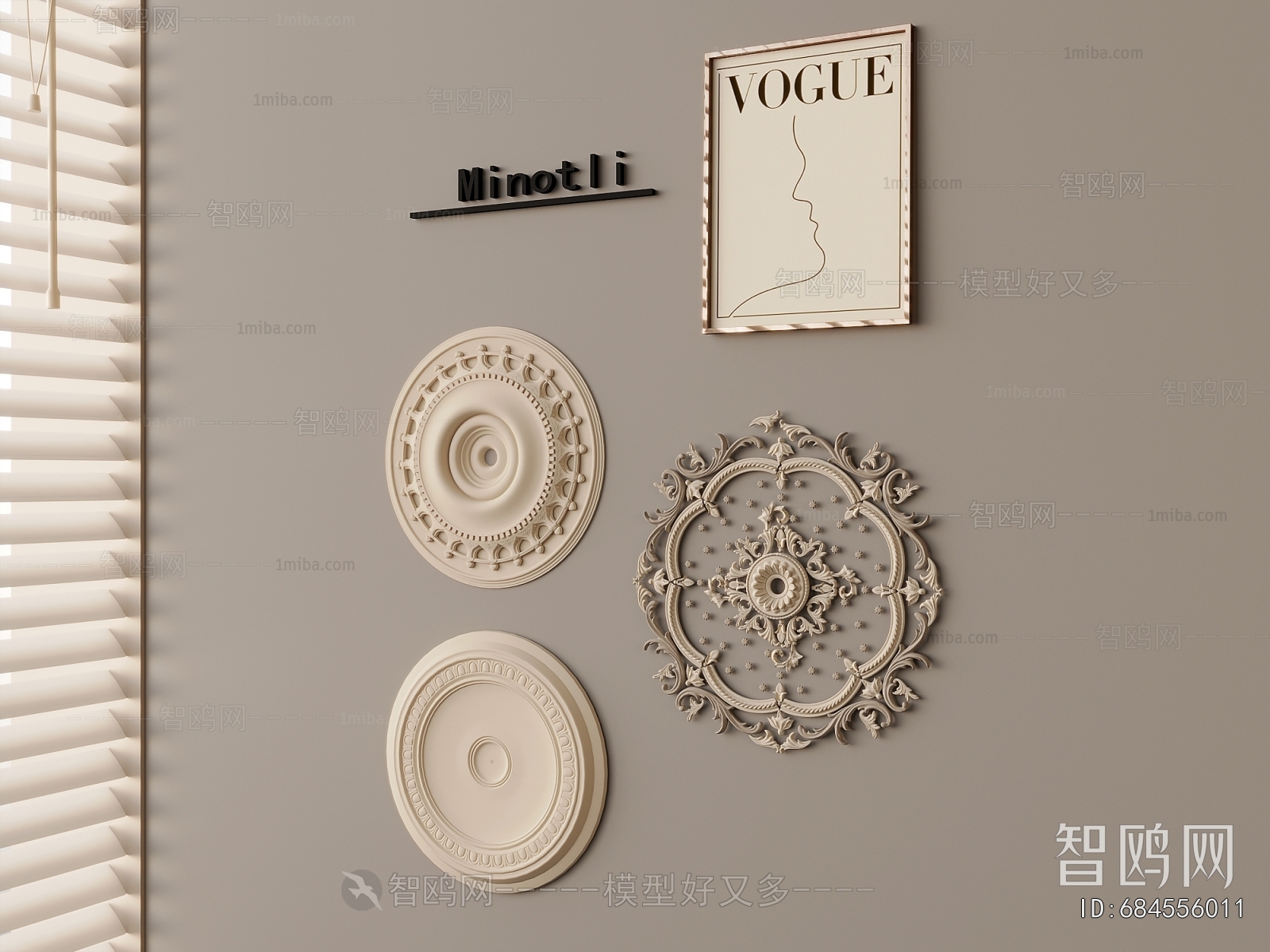 European Style Plaster Carved Top Plate