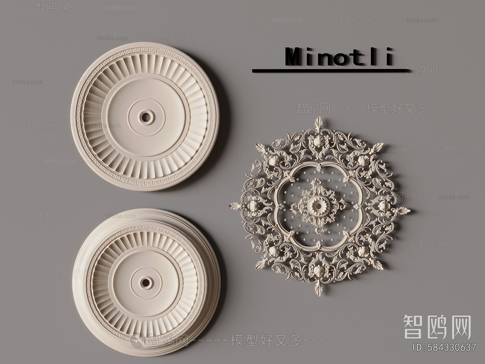 French Style Plaster Carved Top Plate