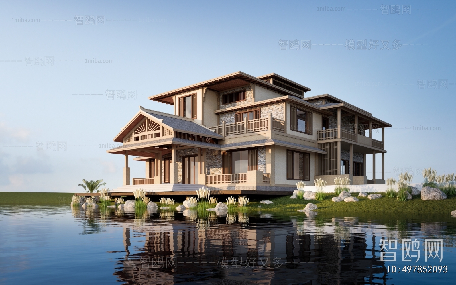 New Chinese Style Appearance Of Commercial Building