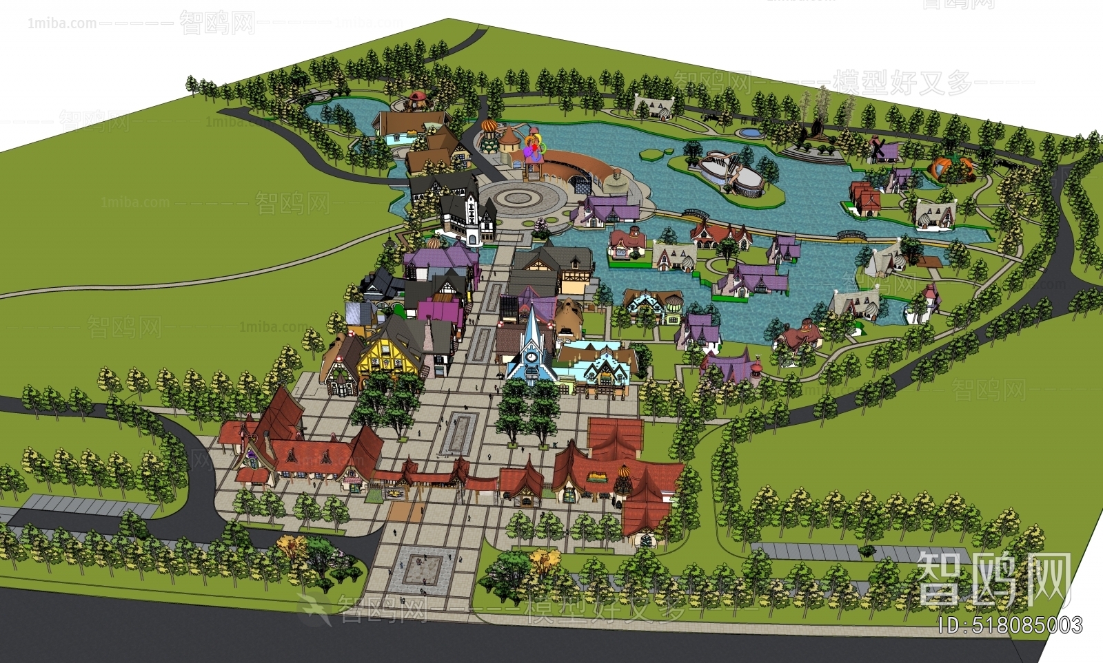 Southeast Asian Style Architectural Bird's-eye View Planning