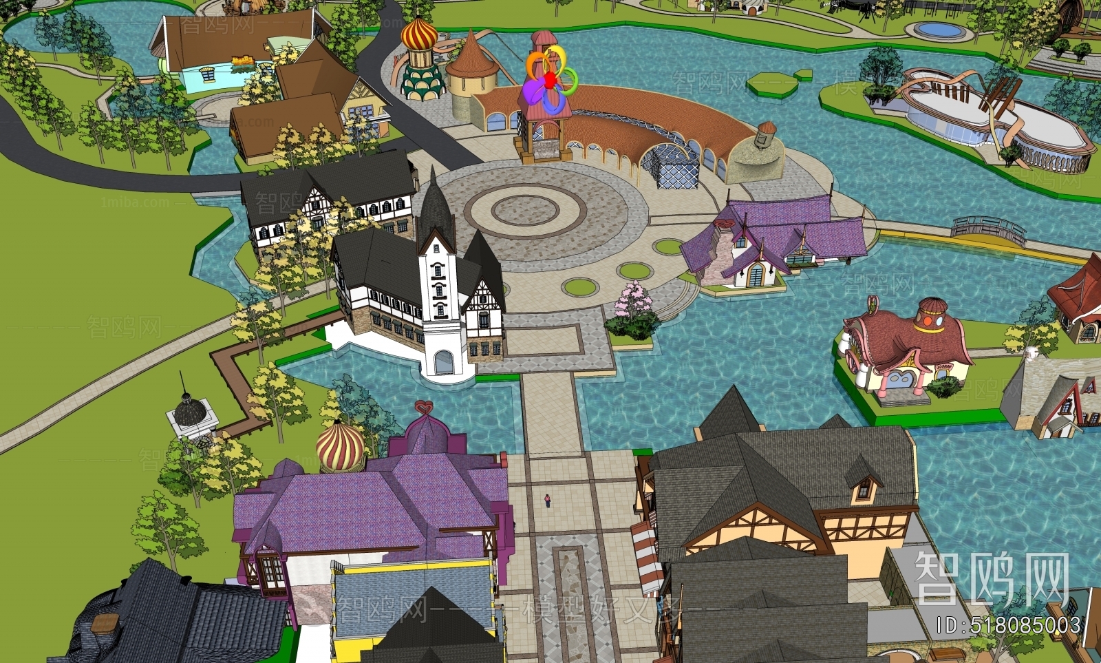 Southeast Asian Style Architectural Bird's-eye View Planning