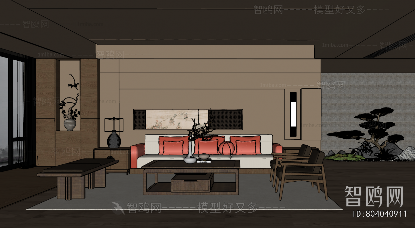 New Chinese Style A Living Room