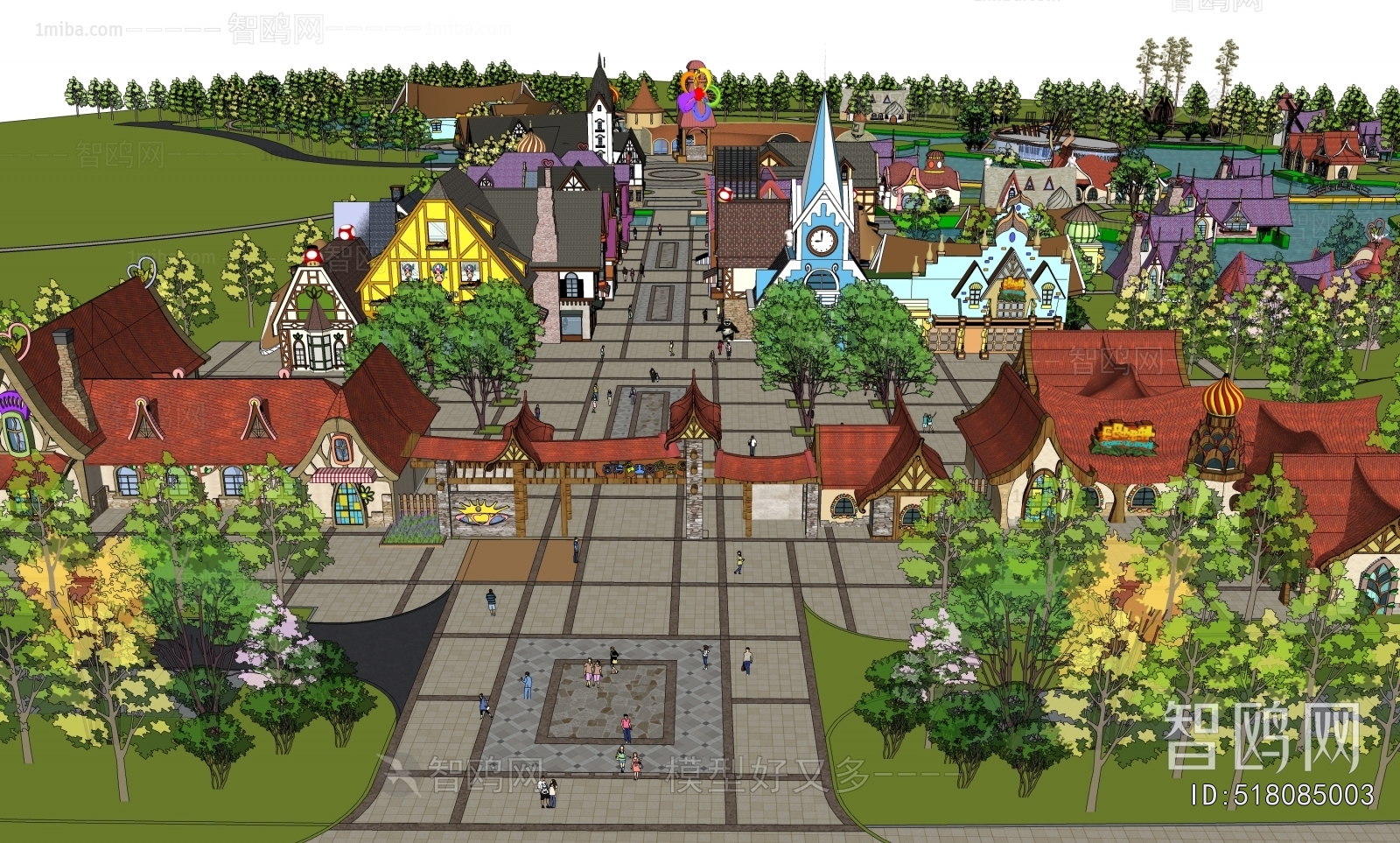 Southeast Asian Style Architectural Bird's-eye View Planning