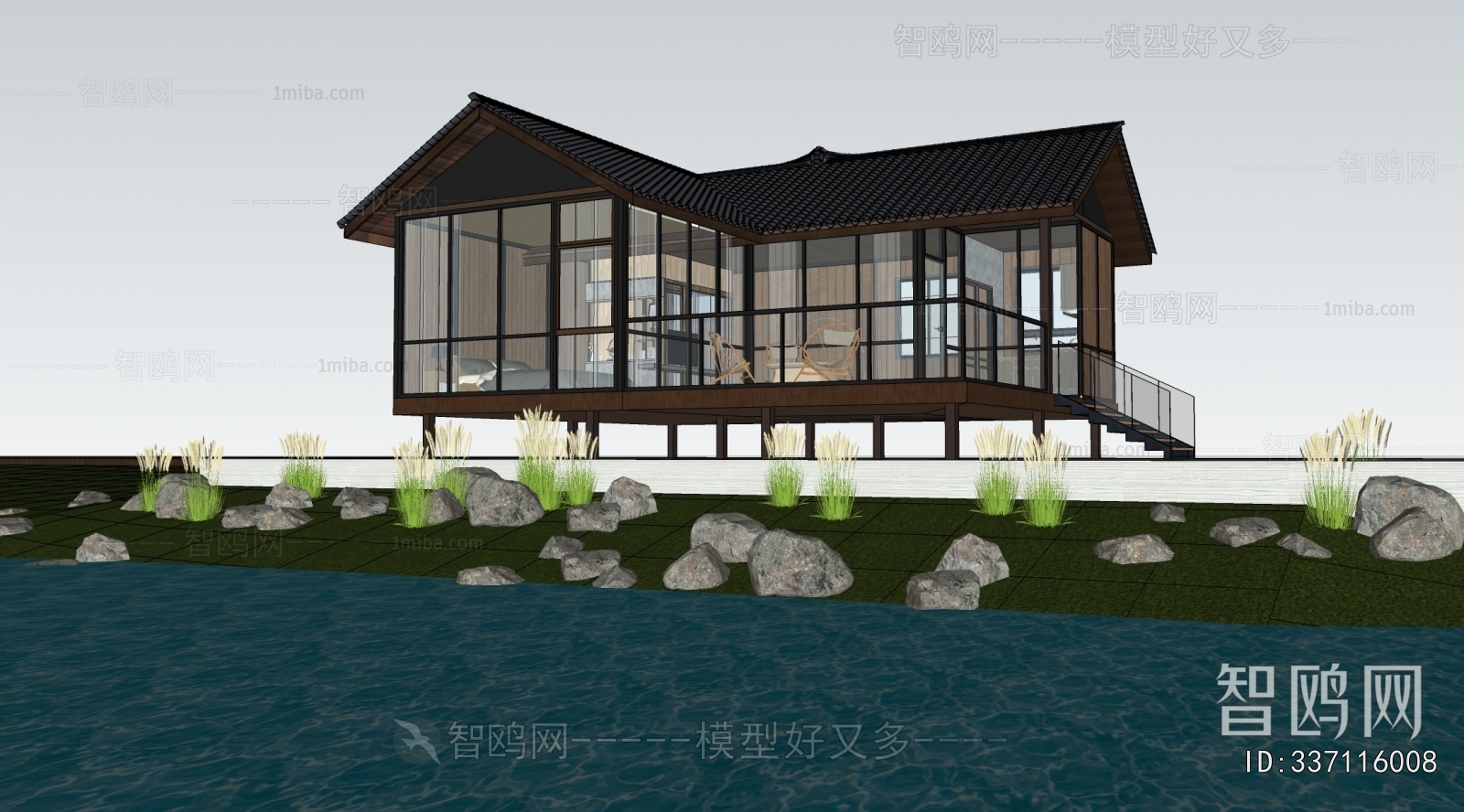 新中式木屋民宿建筑