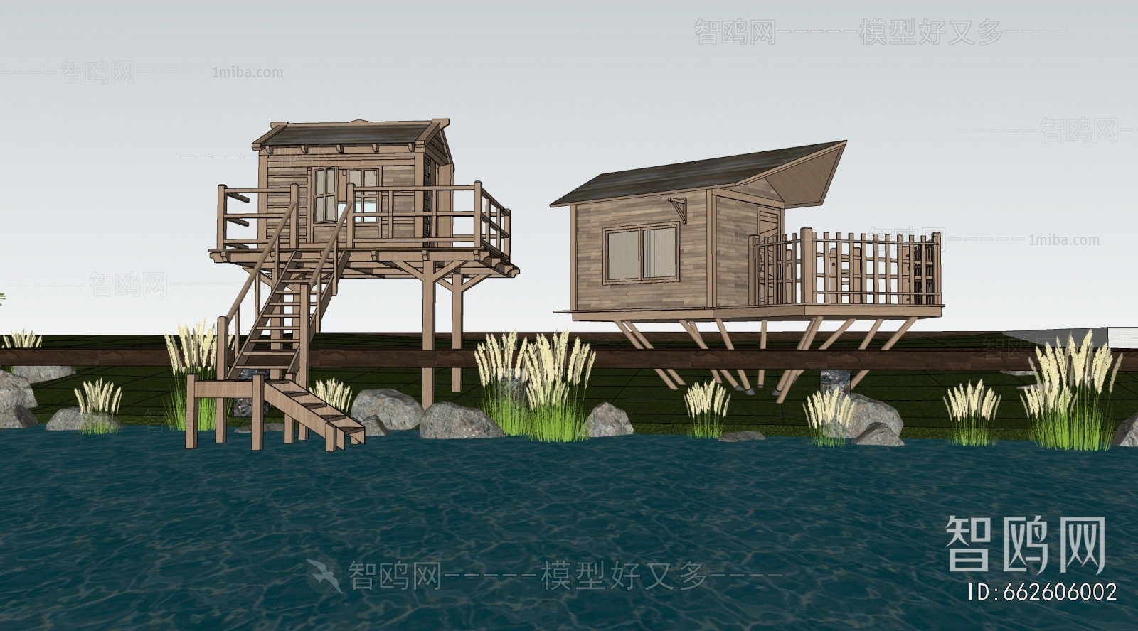 现代木屋民宿建筑组合