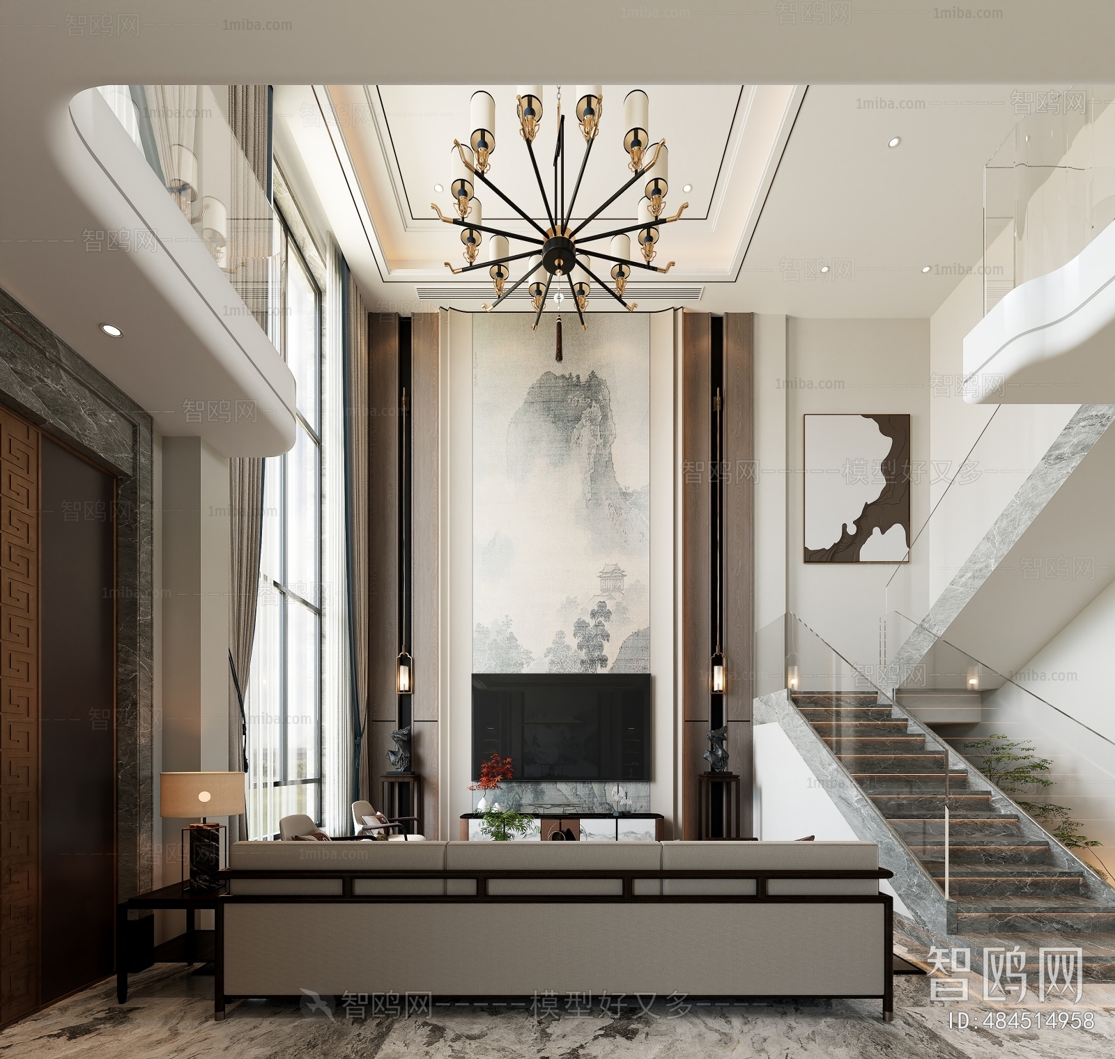 New Chinese Style A Living Room