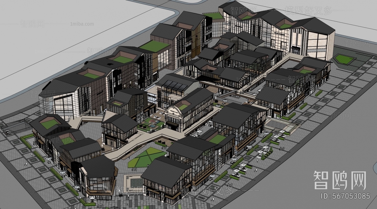 New Chinese Style Architectural Bird's-eye View Planning