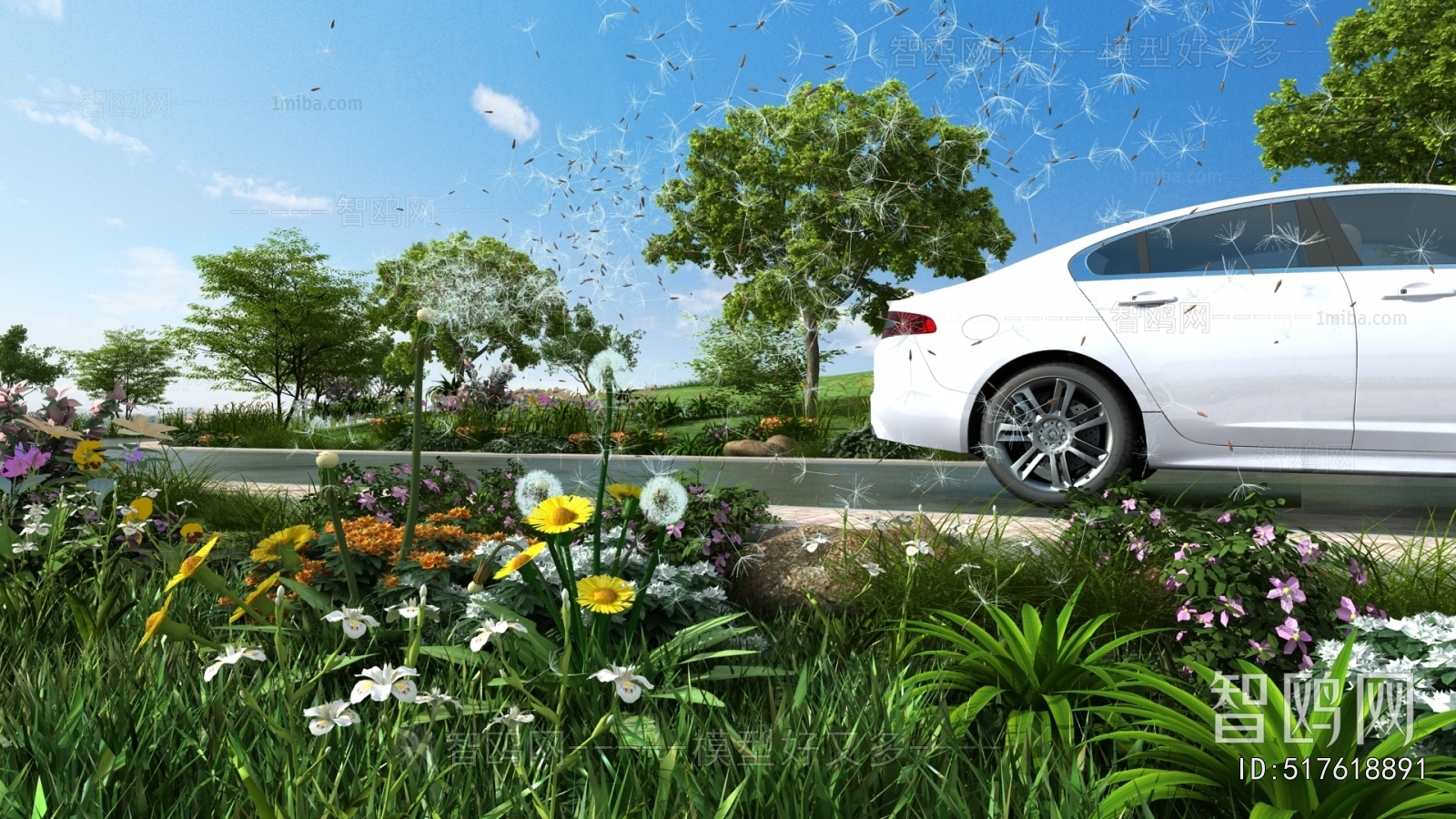 Modern Flowers And Grass