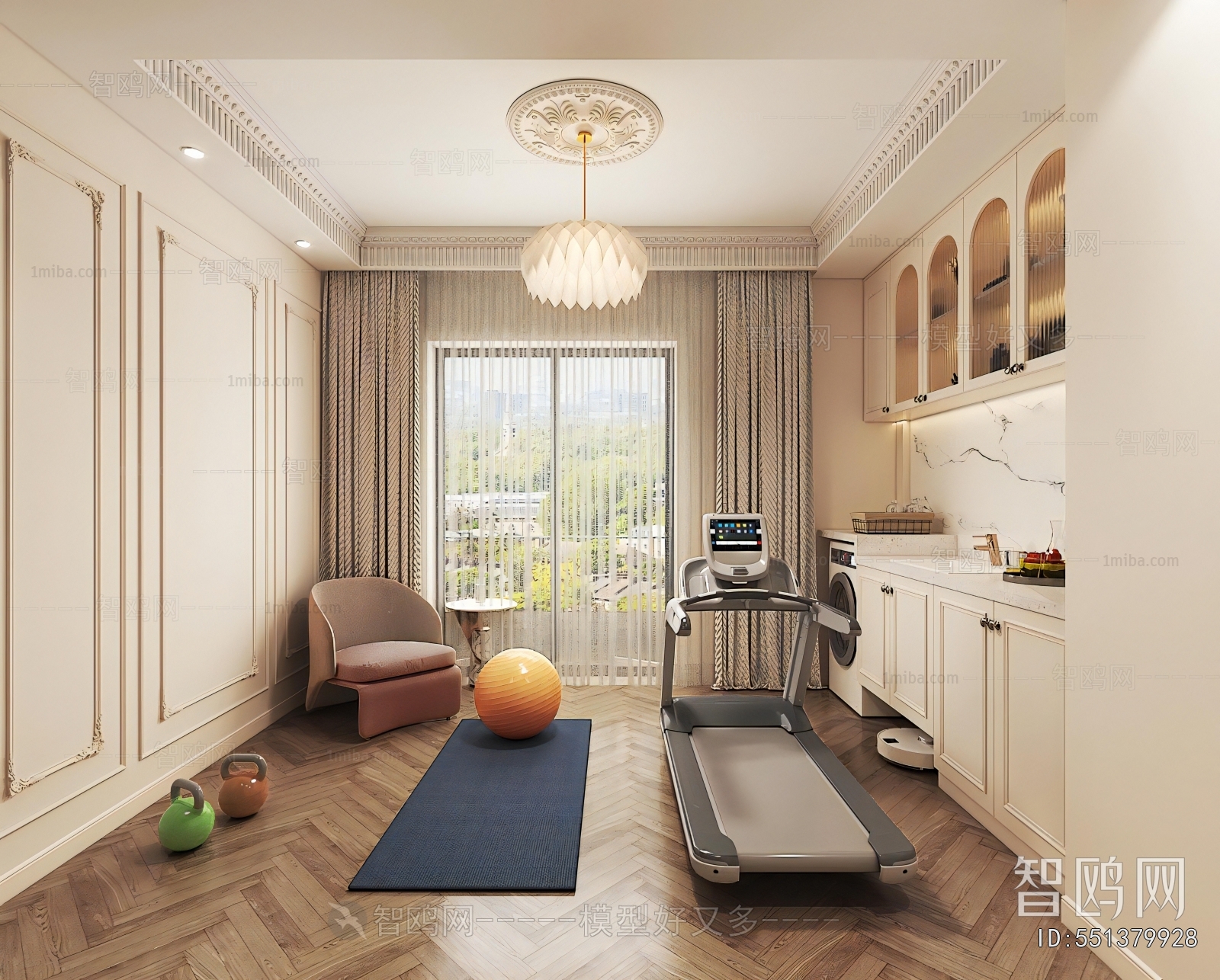 French Style Home Fitness Room