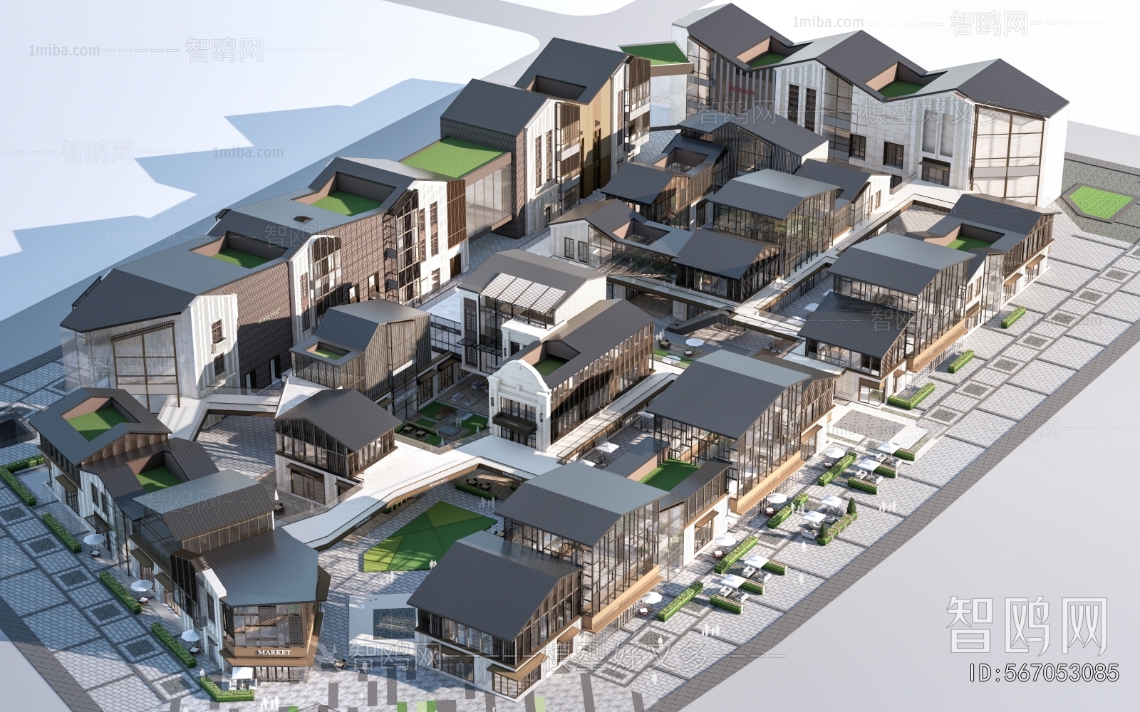 New Chinese Style Architectural Bird's-eye View Planning