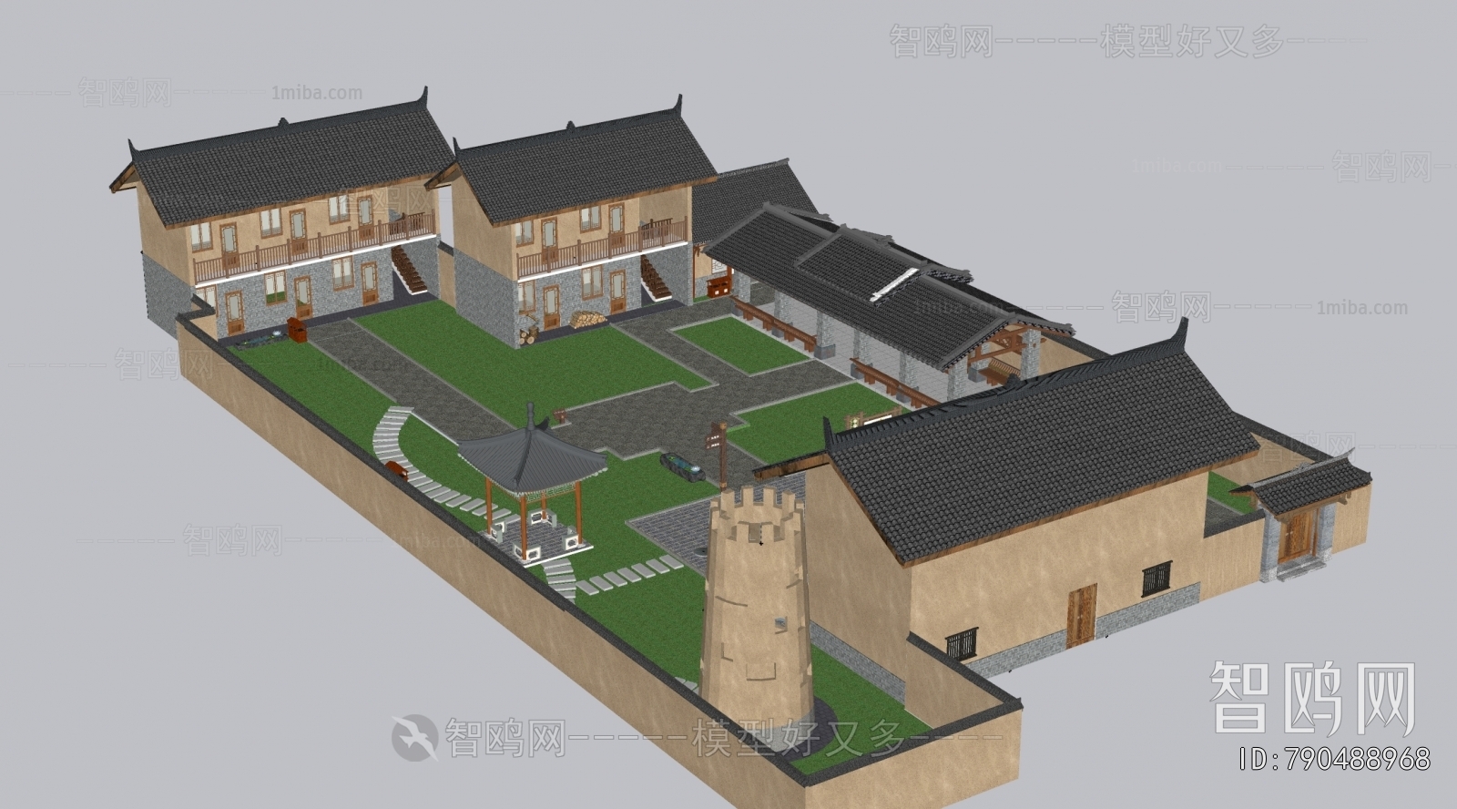 New Chinese Style Architectural Bird's-eye View Planning