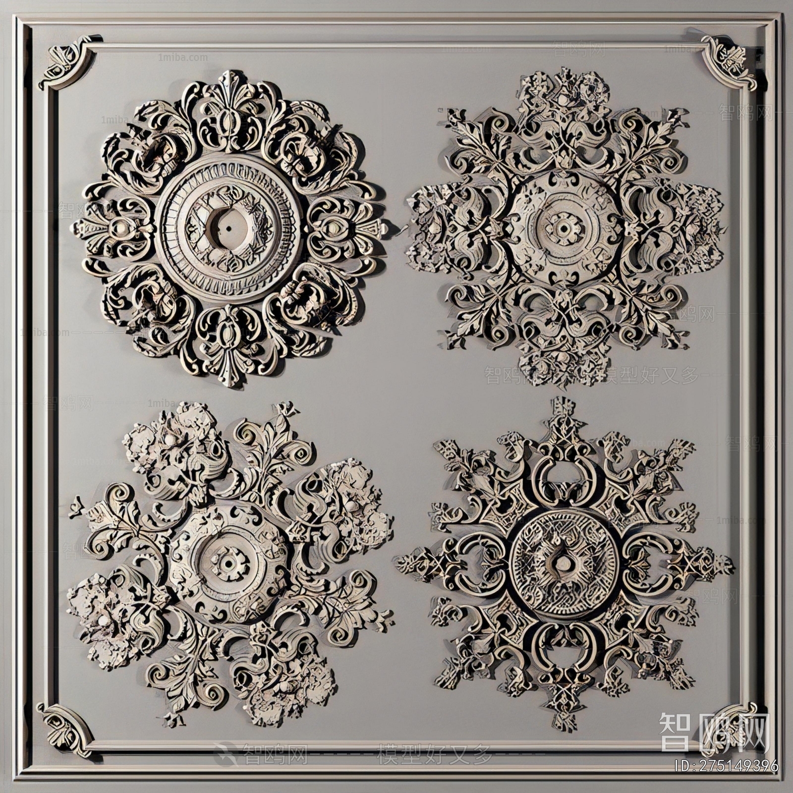 European Style Plaster Carved Top Plate
