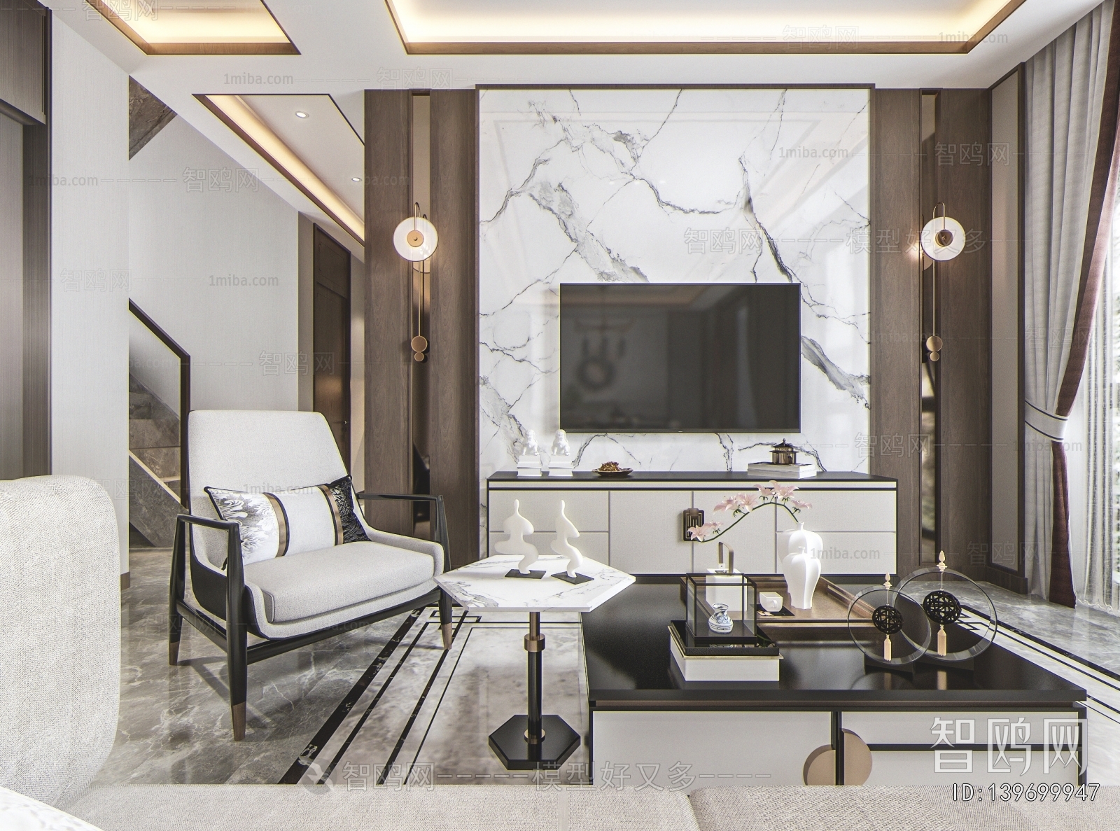 New Chinese Style A Living Room