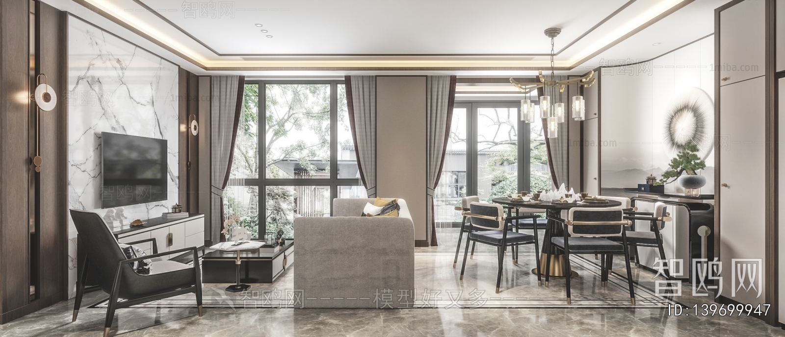 New Chinese Style A Living Room