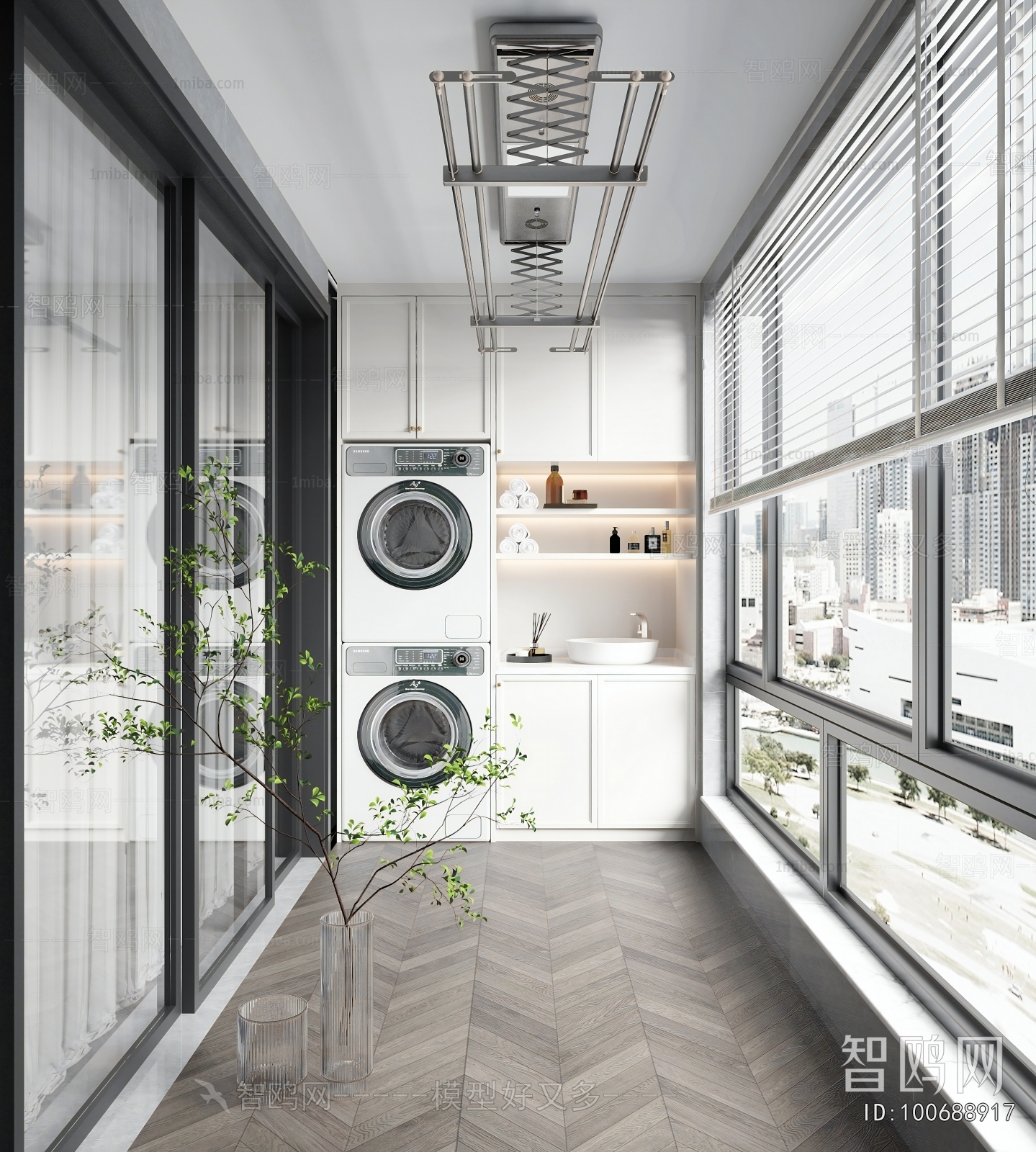 Modern Balcony Laundry Room