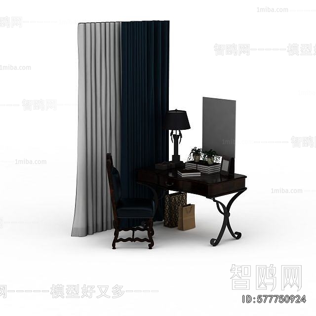 European Style Computer Desk And Chair