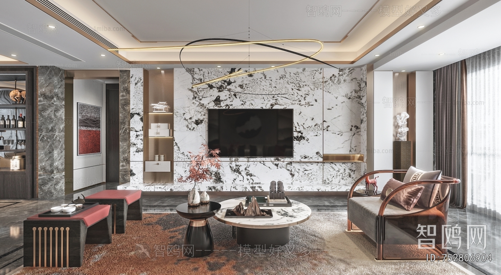 New Chinese Style A Living Room