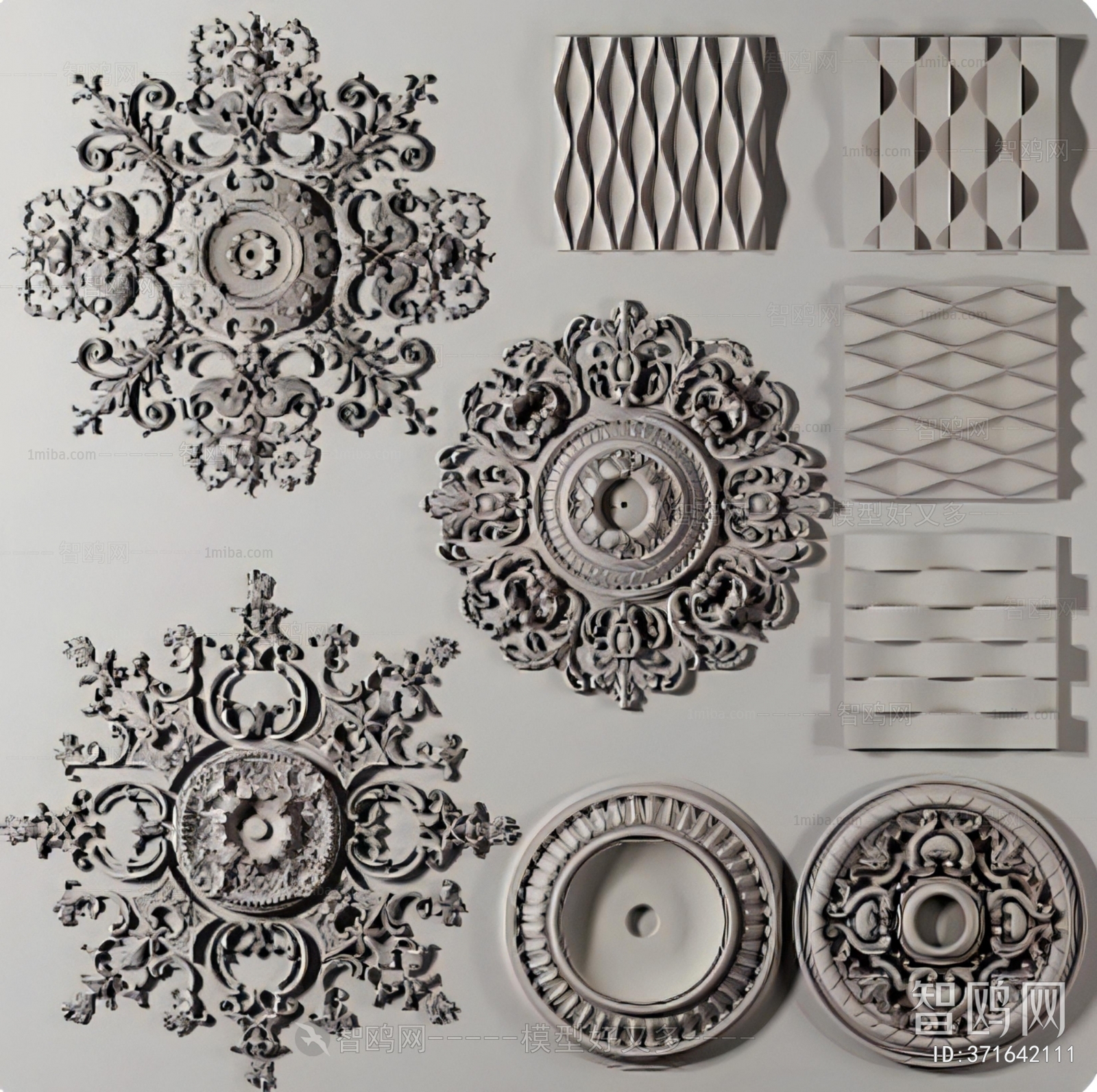 European Style Plaster Carved Top Plate